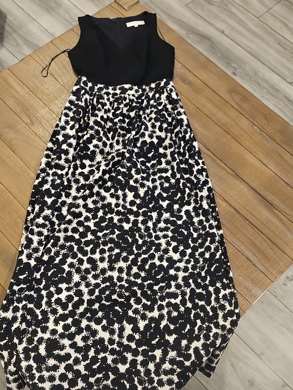 Trina Turk Black and Cream Printed Maxi Skirt Dress